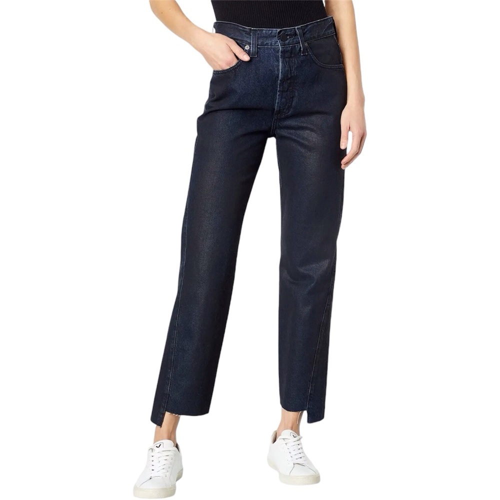 AG Adriano Goldschmied Alexxis Vintage Hi Rise Straight Step Hem Coated Size 26